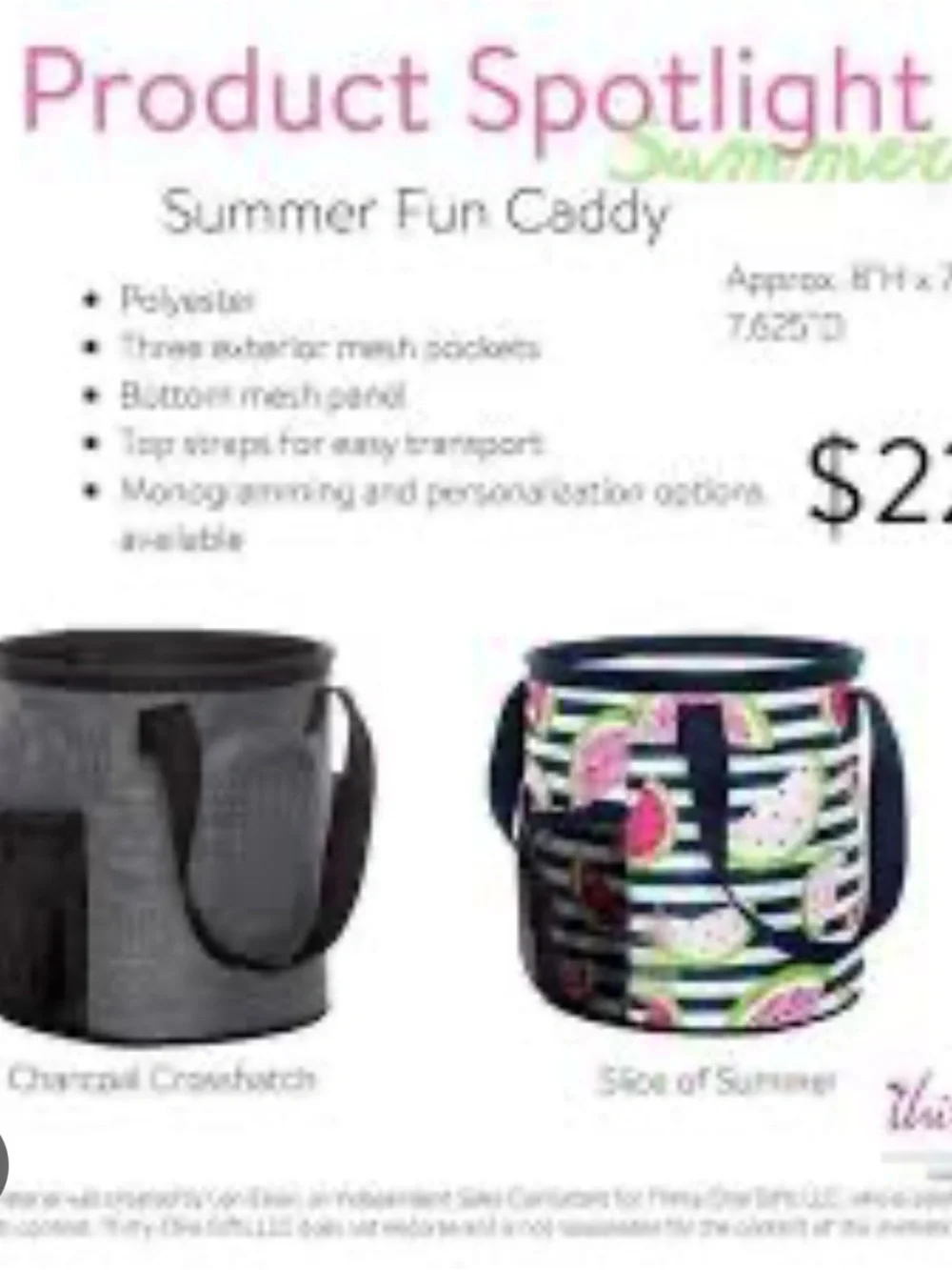 thirty-one Fun-Flops Print Summer Fun Caddy/Tote in Pink, Orange & Navy